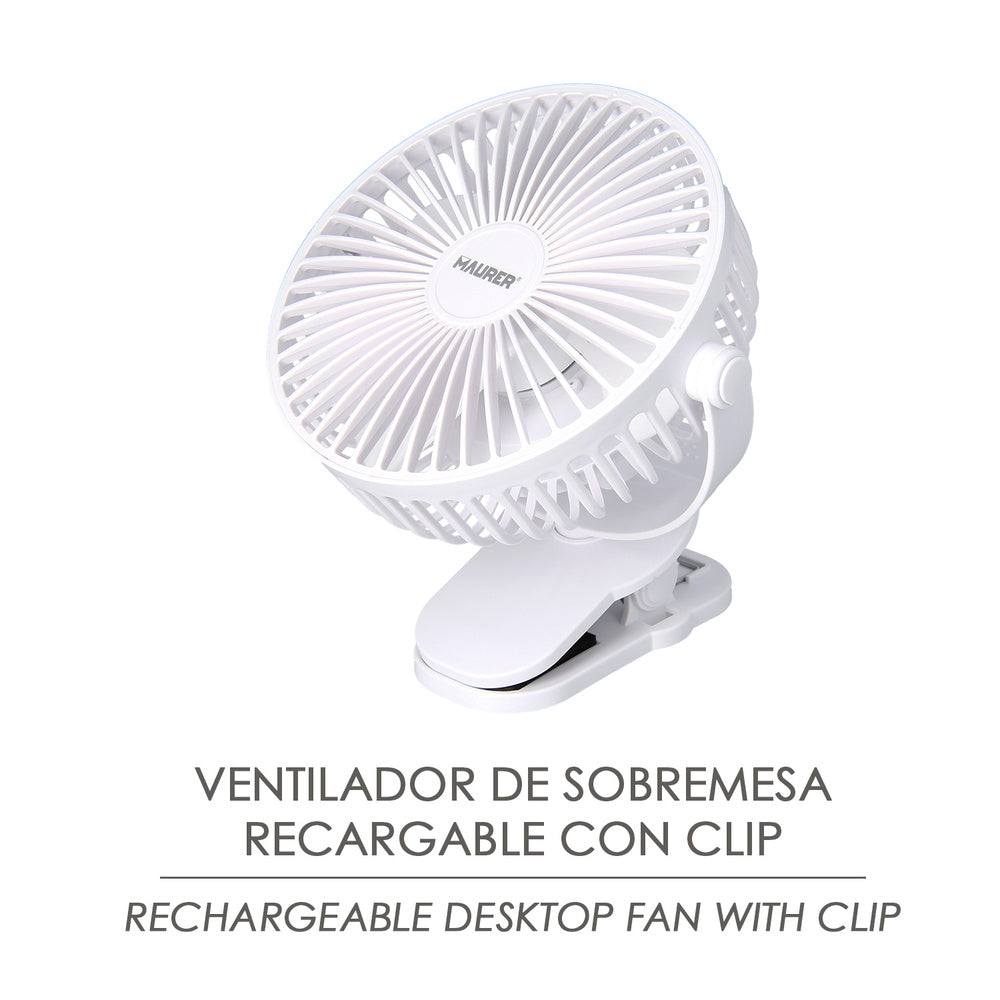 Ventilador Recargable con Clip 15 cm · 2400 mAh