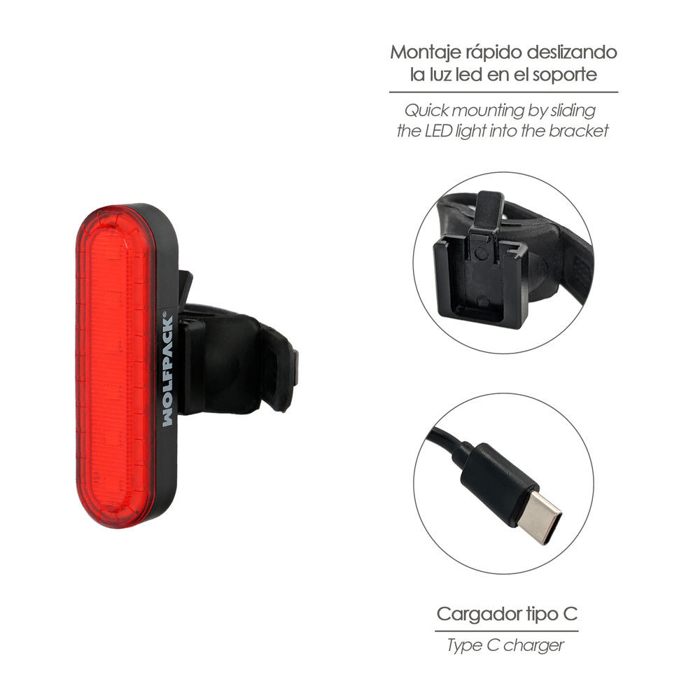 Pack Luces LED Bici / Patinete – Delantera 400 lm + Trasera 100 lm