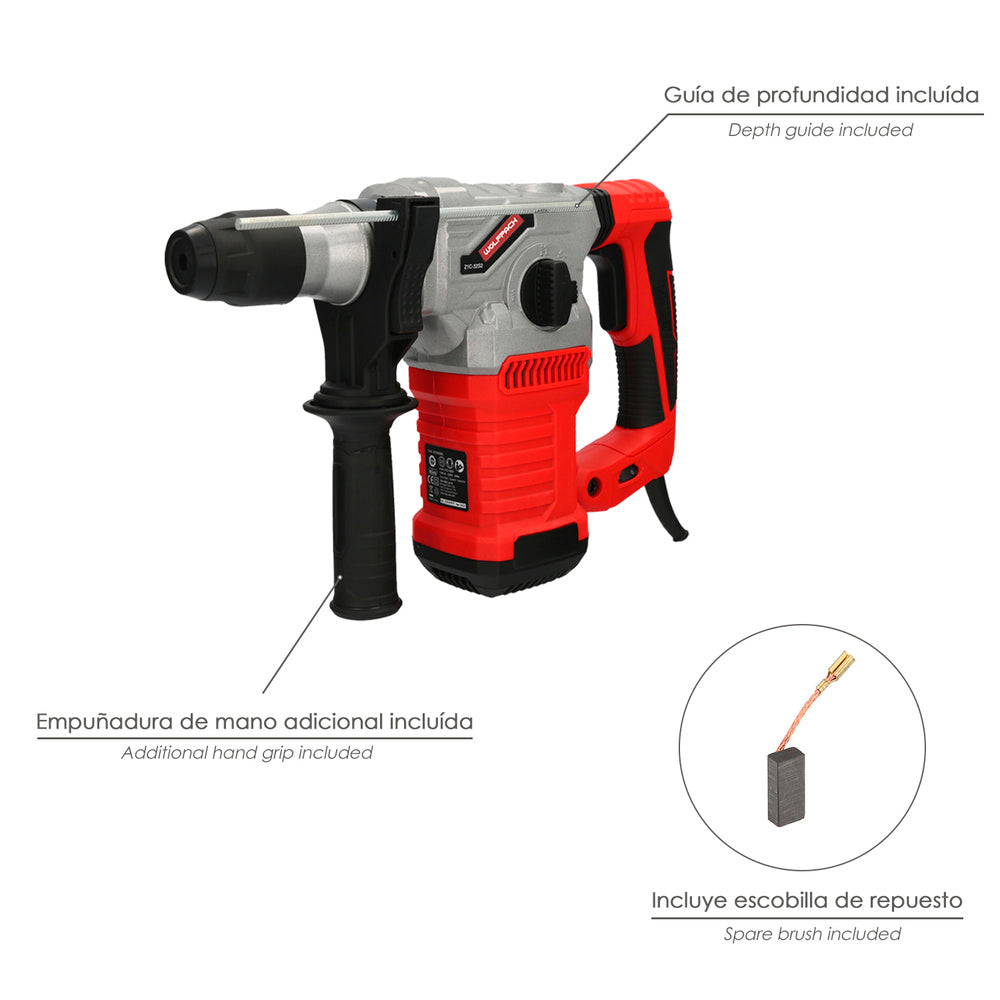 Martillo Perforador SDS PLUS 1.500 Watt. Con Accesorios y Maletin