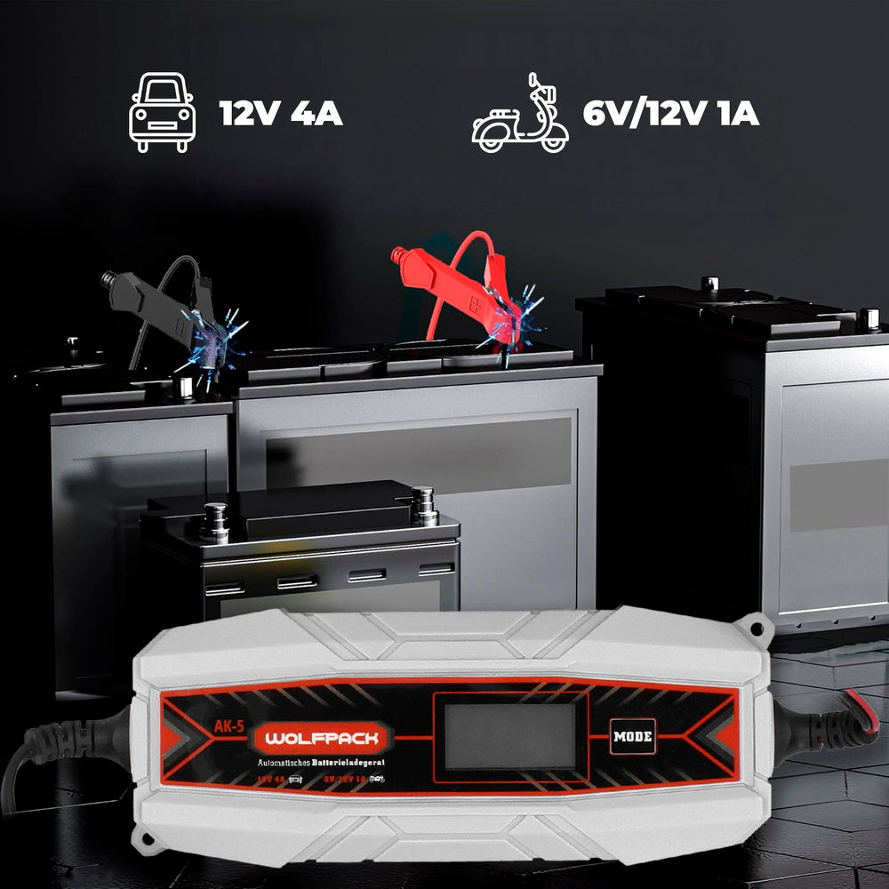Cargador y Mantenedor de Baterías Automático 4/12V Wolfpack