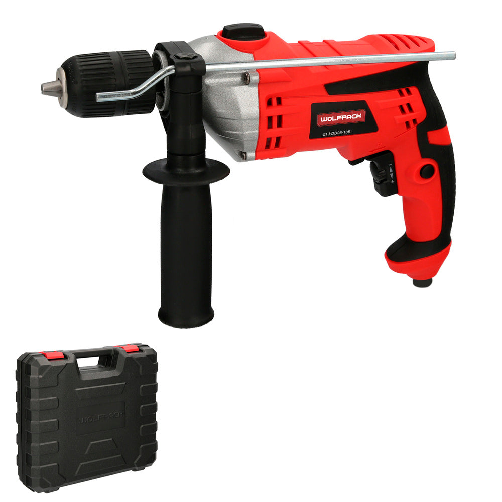 Taladro Percutor 1050 Watt. Con Variador de Velocidad. Incluye Maletín, Empuñadura y Guia Metalica.