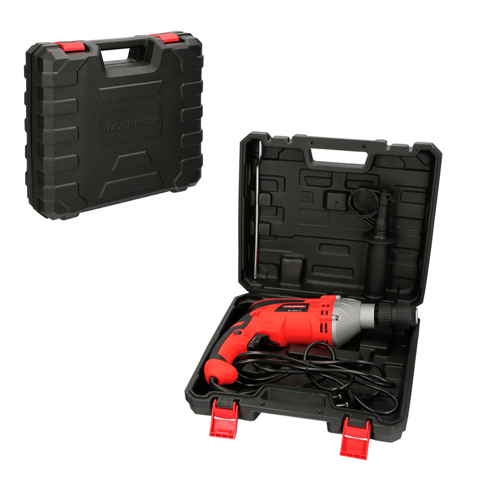 Taladro Percutor 1050 Watt. Con Variador de Velocidad. Incluye Maletín, Empuñadura y Guia Metalica.