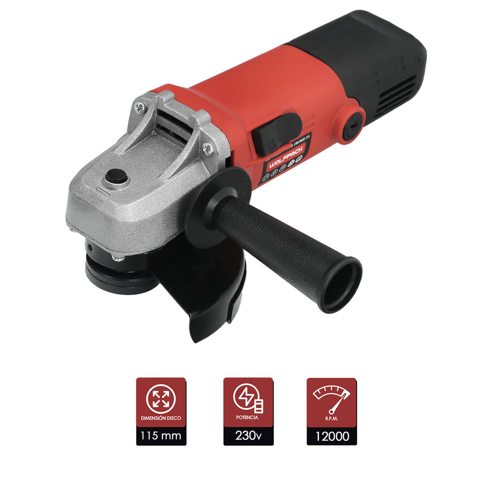 Amoladora 500 Watt. Ø 115 mm. 12.000 R.P.M.
